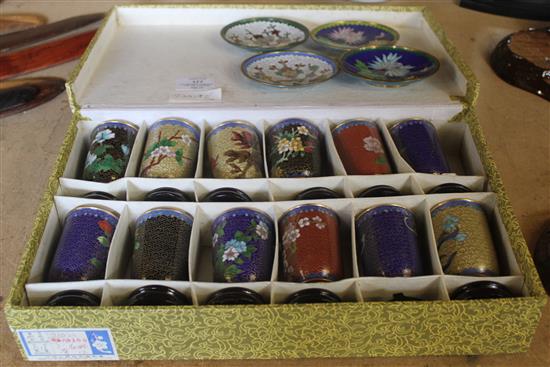 Collection of cloisonne cups and 4 saucers